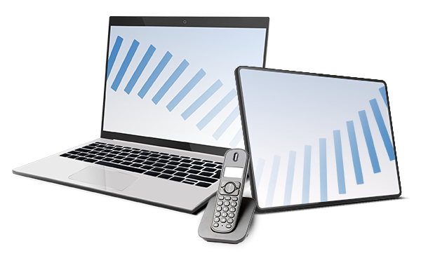 Laptop, phone and tablet with branding
