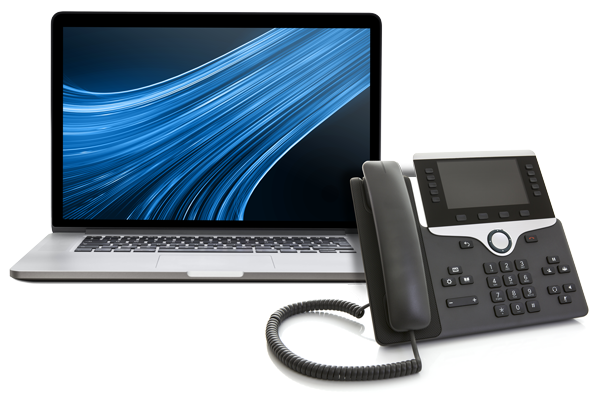 Laptop and office phone