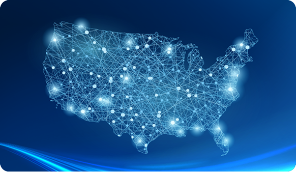 map of the U.S.A. comprised of blue lines that represent Sparklight connections